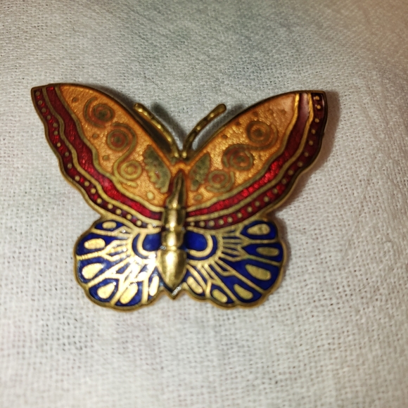 Beautiful Vintage Goldtone Cloisonne Butterfly Pin from MMA 1985 - Picture 1 of 3